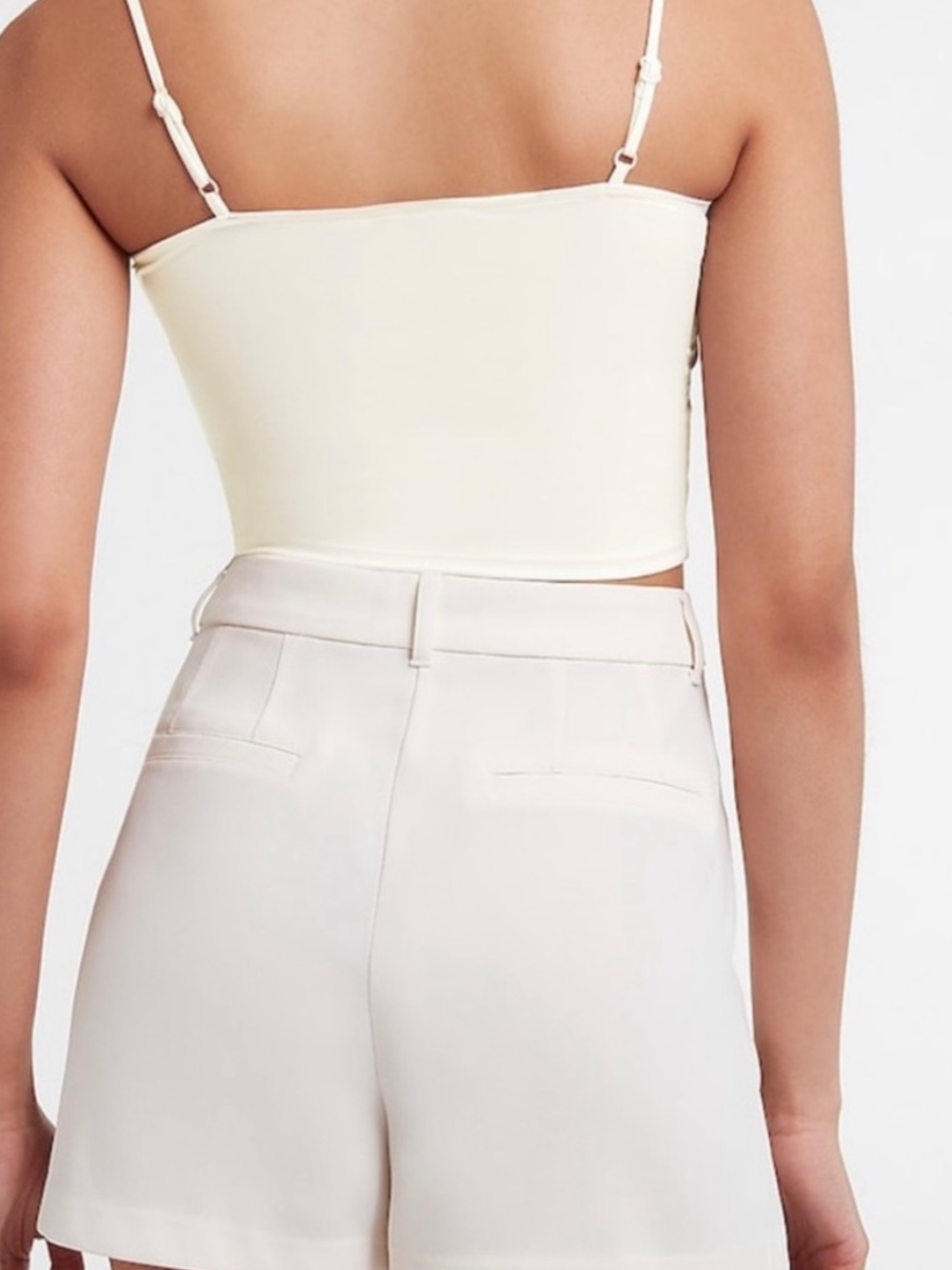 Express Cream Body Contour Spaghetti Strap Cropped Cami - Picture 2 of 4